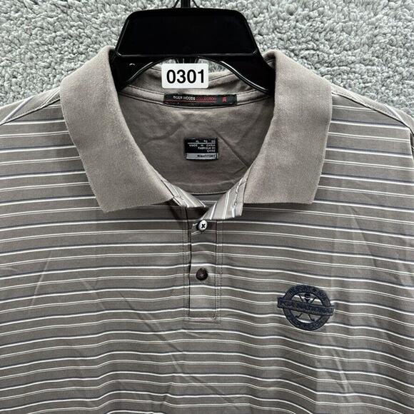 Nike Golf Tiger Woods Collection Fit DRY Mens Golf Polo Shirt Size XL Striped - Picture 10 of 10